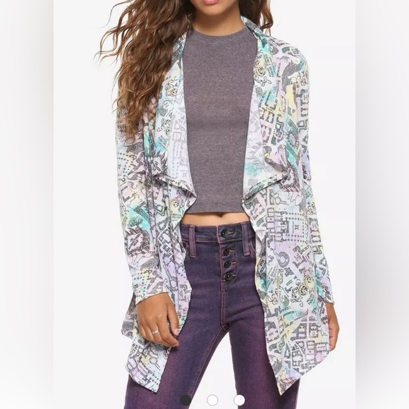 Hot Topic Harry Potter Marauder’s Map Watercolor Flyaway Cardigan. Size medium. - Picture 1 of 13